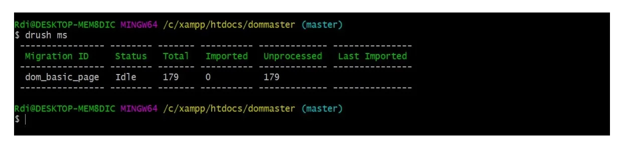 Migration Status drush ms